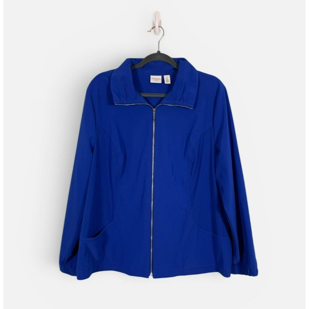 Weekends by Chico's Zip Front Lightweight Travel Jacket Blue Sz 3 XL